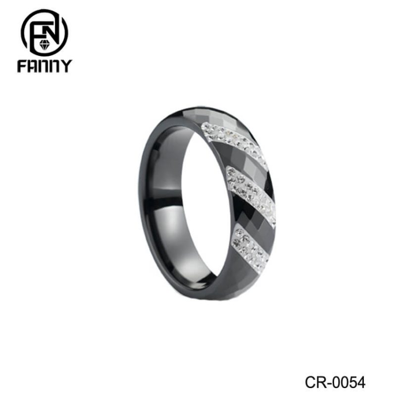 Crystal Diamond Ring Simple Black and White High-tech Ceramic Rings