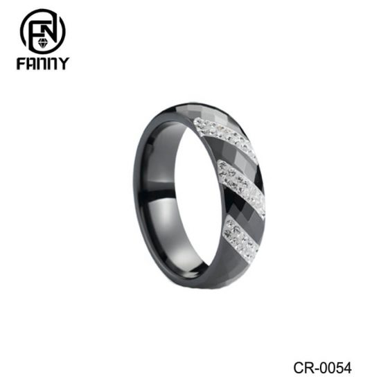 Crystal Diamond Ring Simple Black and White Ceramic Rings