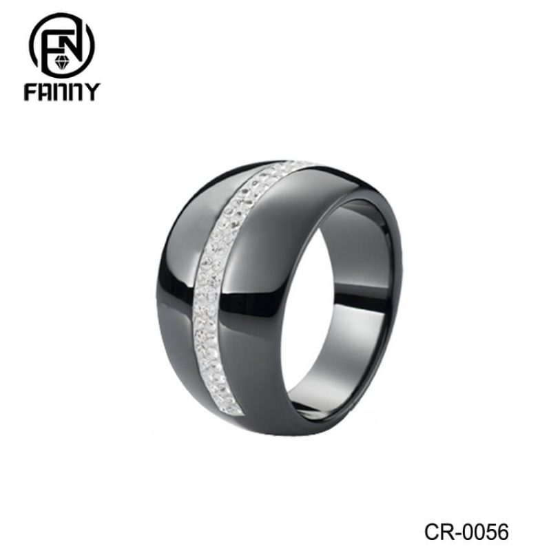 High-tech Ceramic Silver Jewellery Rings with CZ Inlay