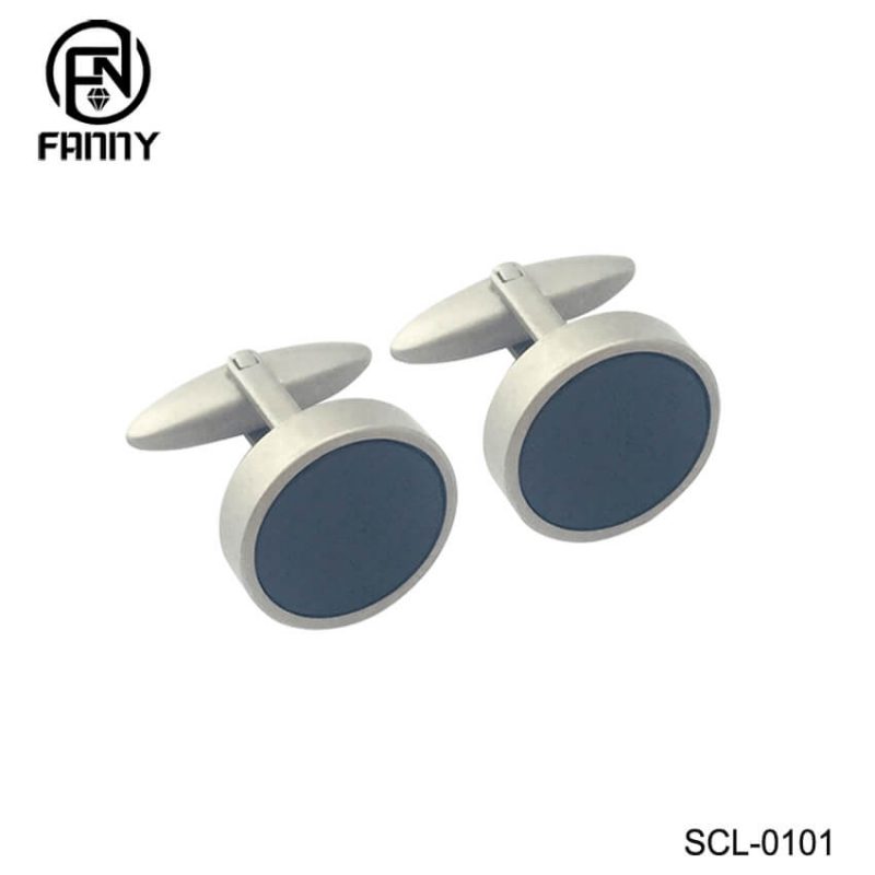 Sandblasted Stainless Steel Cufflinks and Mother-Of-Pearl