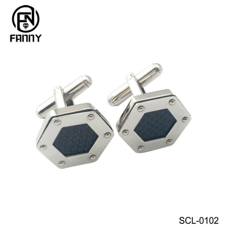 Personalized Men’s Shirt Carbon Fiber 316Stainless Steel Cufflinks