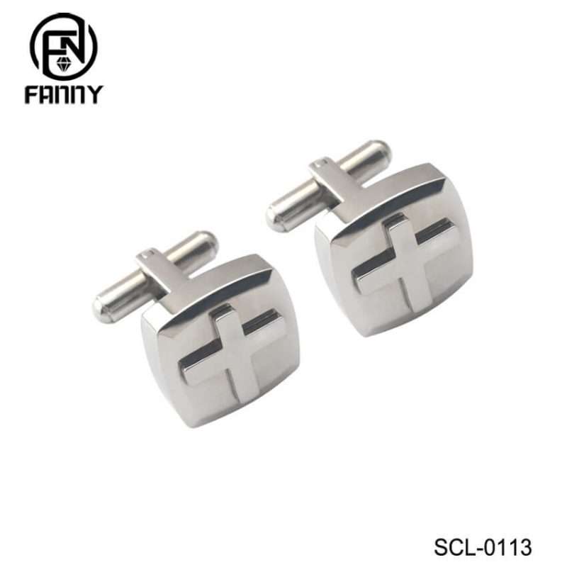 Religioso Cruz Aço Inoxidável Cufflinks