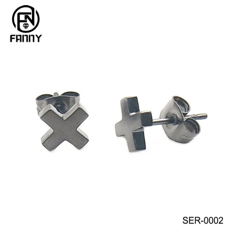 Pendientes cruzados de acero inoxidable Studs Gift Hombre Mujer