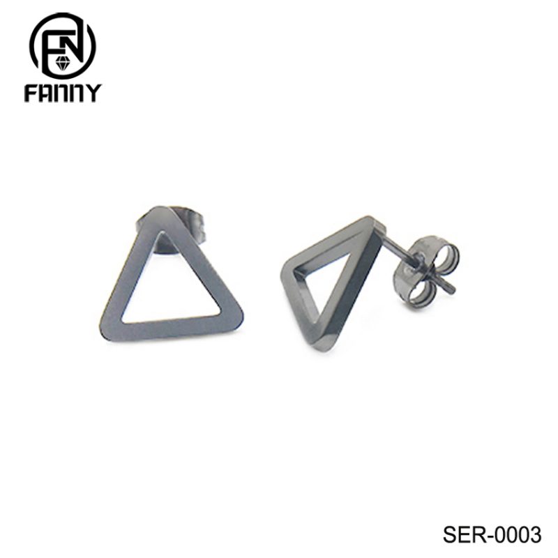 Women Men Triangle Silver Stainless Steel Geometric Triangle Barbell Stud Earring