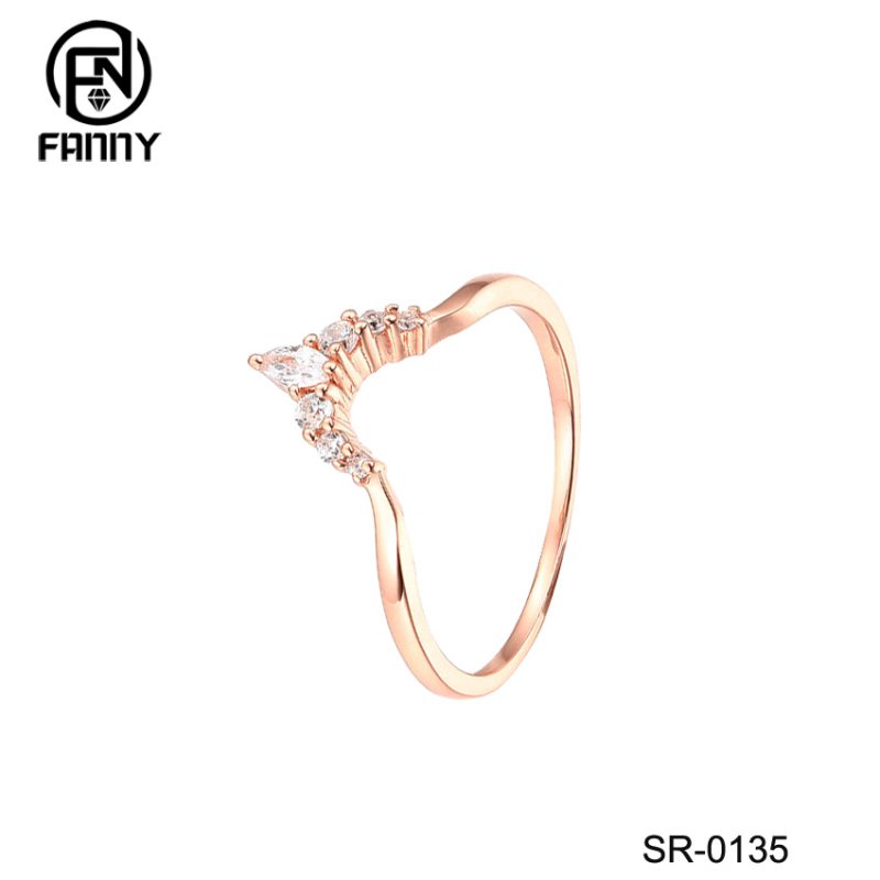 925 Sterling anel de cristal de prata para mulheres simples gota de água anéis de prata joias de casamento