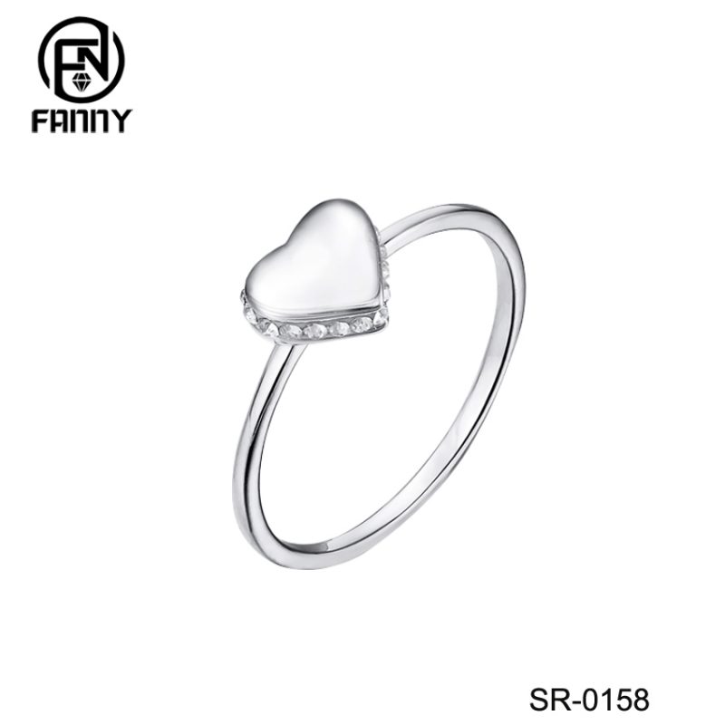 925 Sterling Silver Filled Heart Shape White Shell for Women Rings