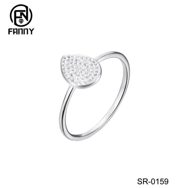 Charm Ring Water Drop Shape 925 Sterling Silver Ring Fashion Women Jewelry