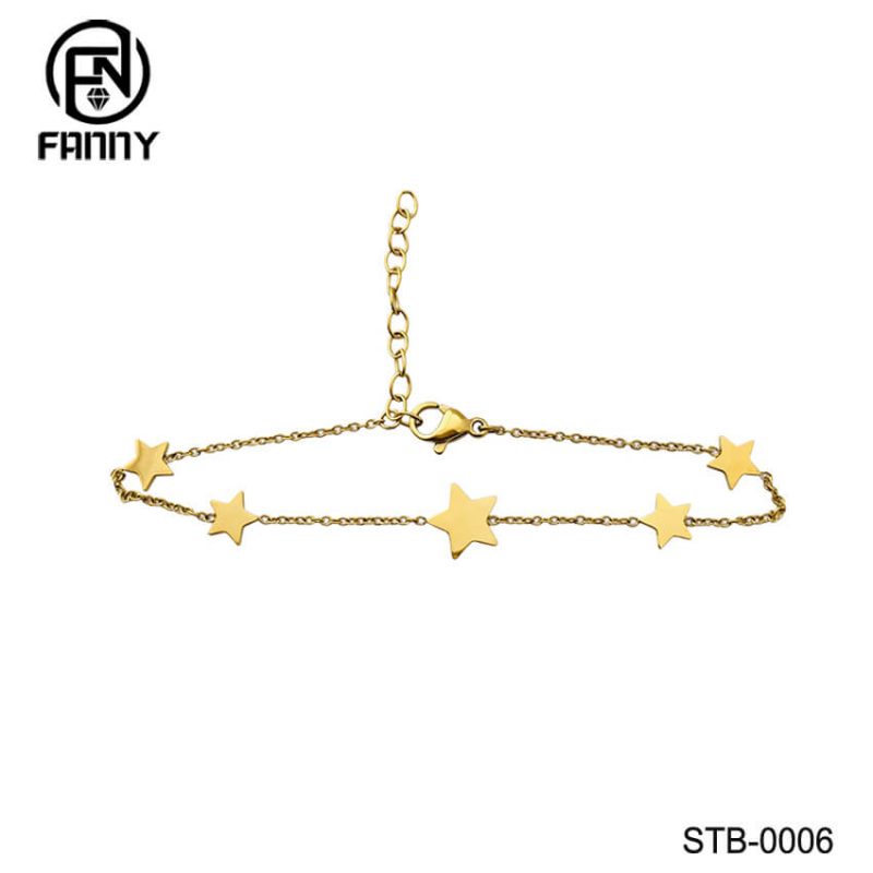Women’s Golden Polished Stainless Steel Star Bracelet