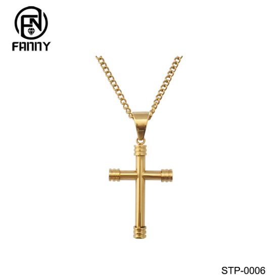 Charm Men's Golden PVD Stainless Steel Cross Factory