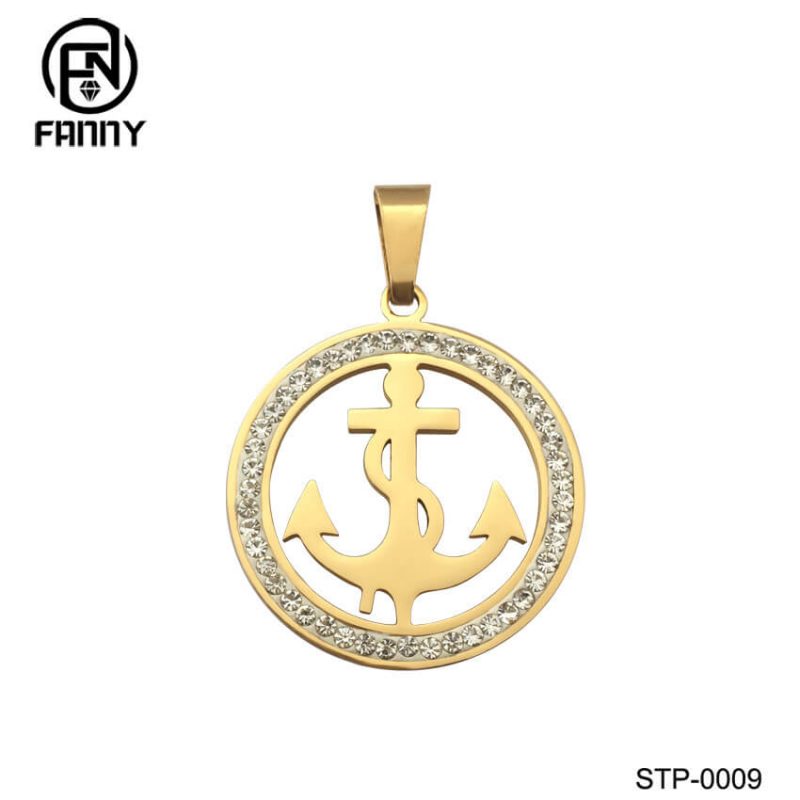 Men’s Personality Golden Stainless Steel Pendant with Cubic Zirconia