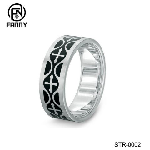 Stainless Steel Celtic Cross Rings with Brushed Finish