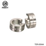 Men and Women Titanium Brushed Earrings with Cubic Zirconia