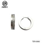 Simple Hypoallergenic Titanium Brushed Earrings Inlaid with CZ Stones