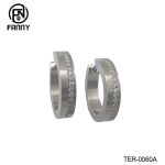 Simple Hypoallergenic Titanium Brushed Earrings Inlaid with CZ Stones