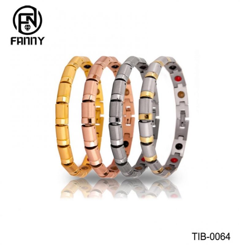 Pulsera de energía saludable de titanio premium arenado para mujer