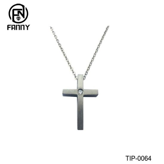 Latin Cross Titanium Cross Pendant with Cubic Zirconia Factory