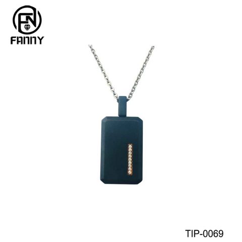 Men's Titanium Sandblasted Pendant Electroplated Black