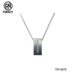 Woman Square Titanium Brushed Pendant, Cubic Zirconia