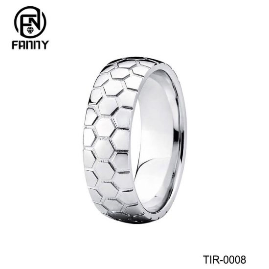 Men's Dome Titanium Ring Carved Pattern Factory