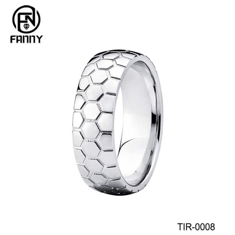 Men’s Dome Titanium Ring Carved Pattern