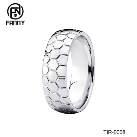 Men's Dome Titanium Ring Carved Pattern
