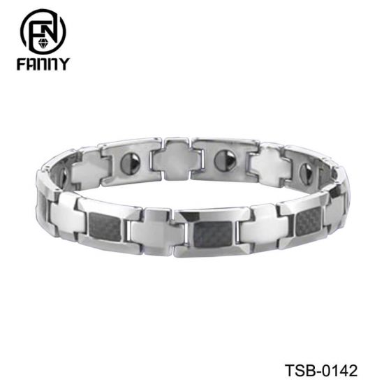 Men's Black Carbon Fiber Magnetic Tungsten Carbide Bracelet Factory