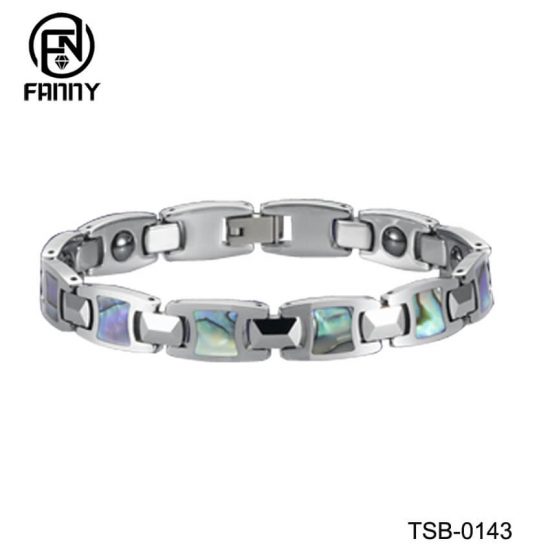 Fashion Silver Tungsten Carbide Abalone Shell Magnetic Bracelet Factory