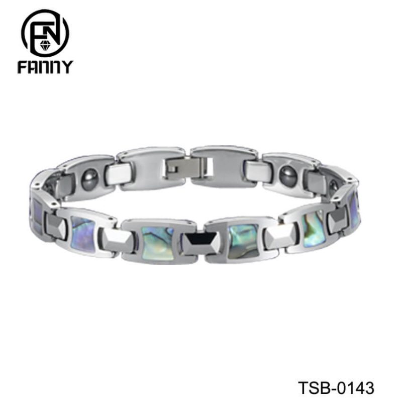 Fashion Silver  Tungsten Carbide Abalone Shell Magnetic Bracelet