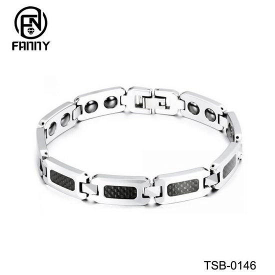 Women's Carbon Fiber Inlay Energy Magnet Tungsten Carbide Bracelet Factory