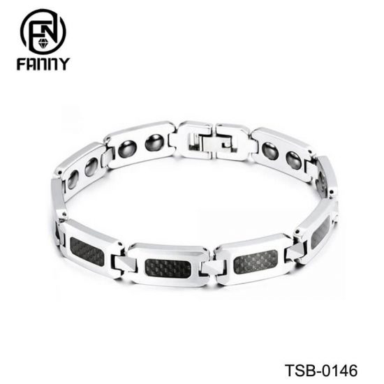 Women's Carbon Fiber Inlay Energy Magnet Tungsten Carbide Bracelet Women's Carbon Fiber Inlay Energy Magnet Tungsten Carbide Bracelet Factory