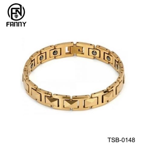 Men's Personalized Golden Tungsten Carbide Magnetic Bracelet