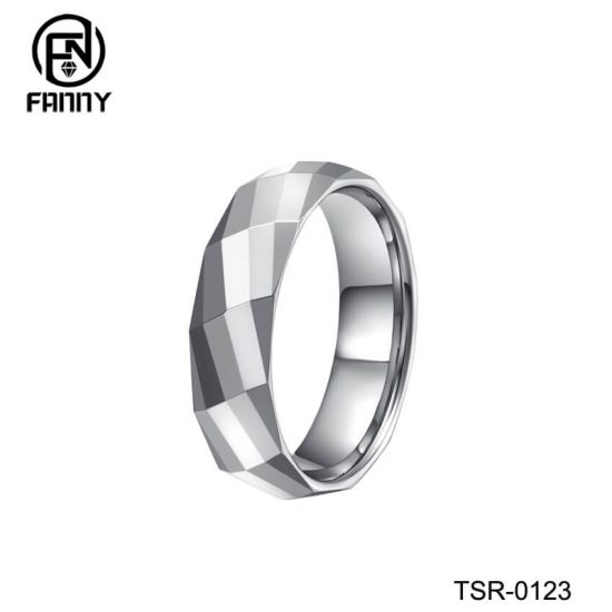 Tungsten Carbide Multi-Faceted Design Ring, Men's Fashion Jewelry Factory