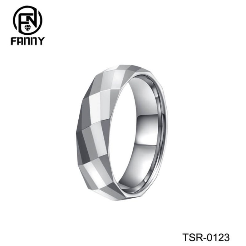 Tungsten Carbide Multi-Faceted Design Ring, Men’s Fashion Jewelry