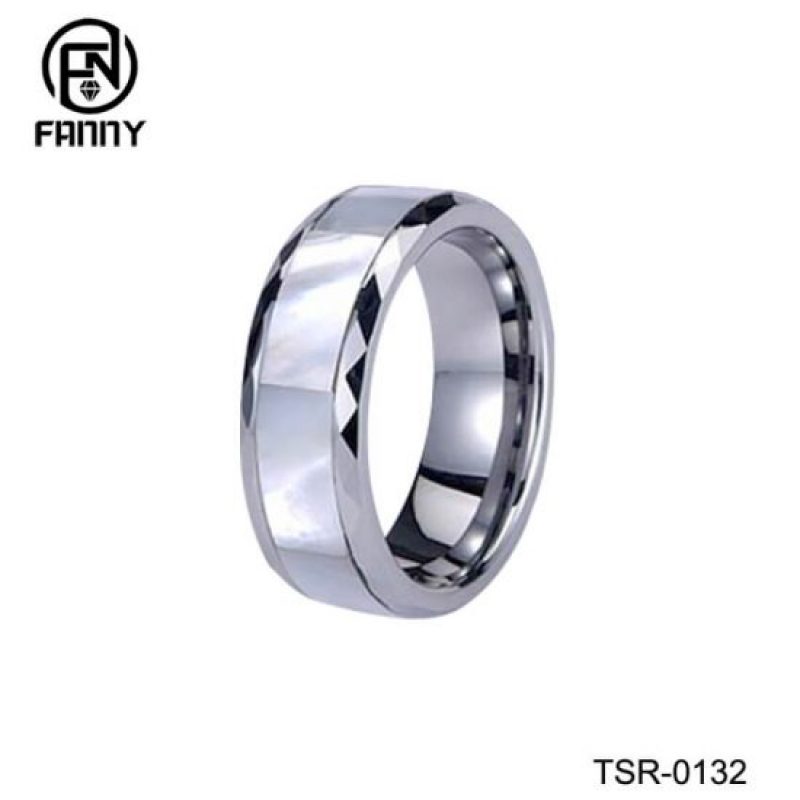 Mother-of-Pearl and Faceted Tungsten Carbide Ring