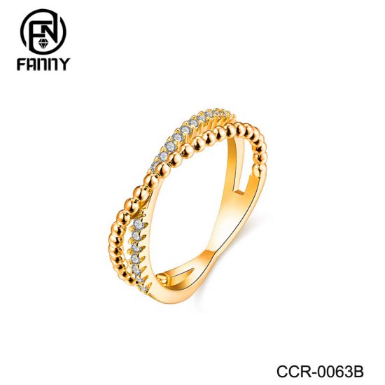 Bead Stacking Brass Rings with Cubic Zirconia Inlay | Brass Jewelry Manufacturer