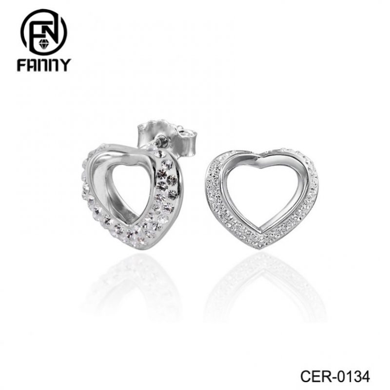 Destiny Jewelry OEM / ODM a forma di cuore in ottone Orecchini a perno in ottone Lady Jewelry