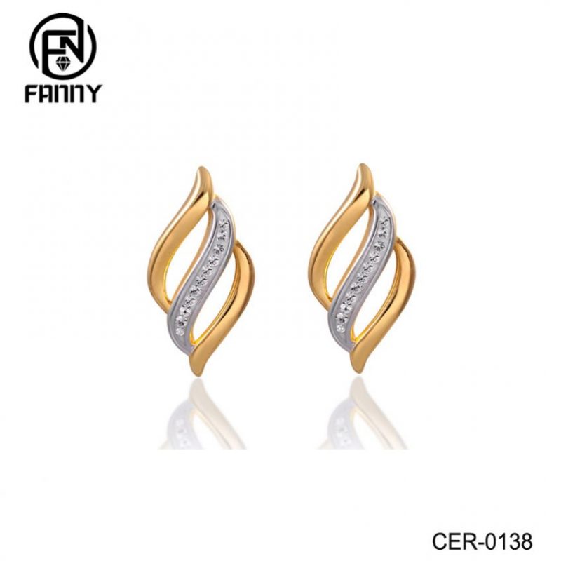OEM Supplier Exquisite Ladies Golden Brass Crystal Earrings