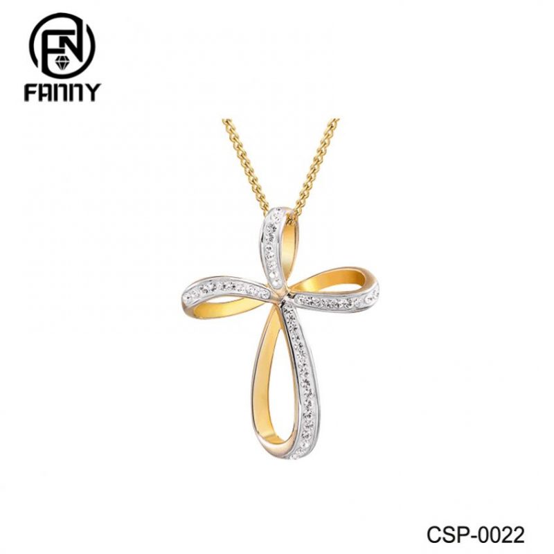 Ottone Jewelry Factory Crystal Cross Brass Pendente