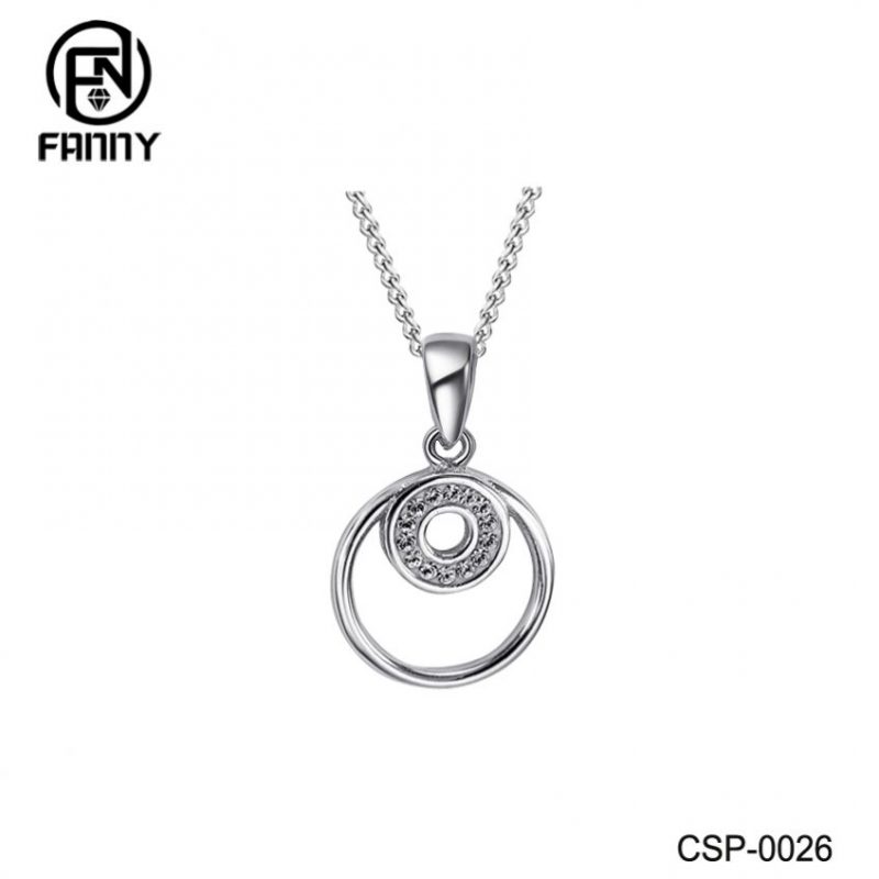 Collana in ottone a doppio cerchio Gioielli pendenti CZ di colore argento