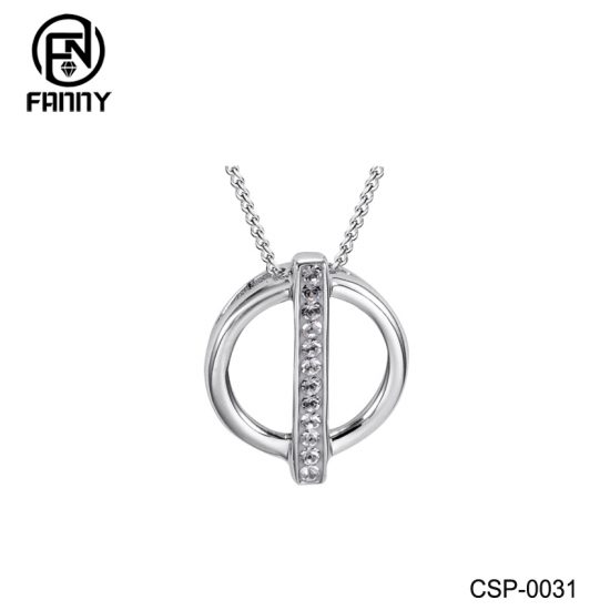 Simple Circle Necklace Brass Jewelry with CZ Inlay Factory