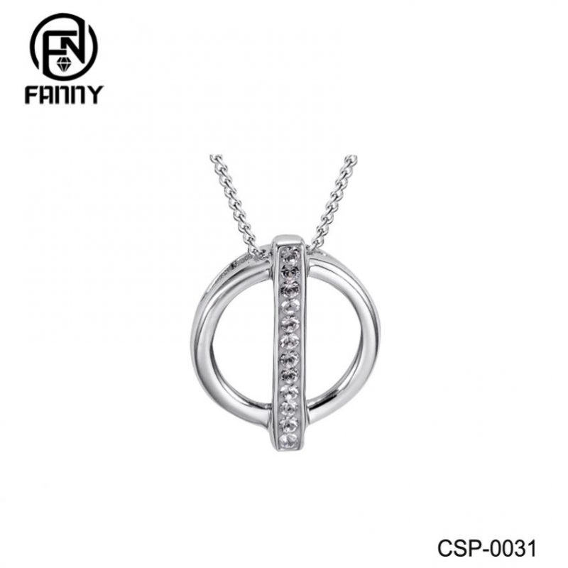 Eenvoudige cirkel ketting messing sieraden met CZ inlay