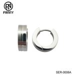 Women Simple Brushed Circular Surgical Stainless Steel Earrings