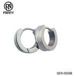 Women Simple Brushed Circular Surgical Stainless Steel Earrings