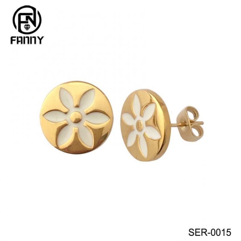 Pendientes de acero inoxidable 316L de oro de 18 quilates para mujer con patrón de corrosión