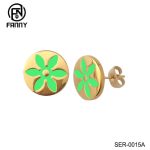 Women’s Electroplated 18K Gold 316L Stainless Steel Earrings with Corrosion Pattern