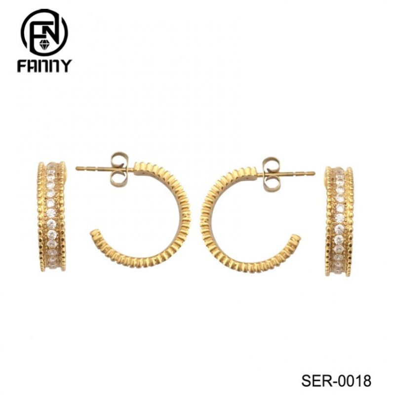 Pendientes avanzados de acero inoxidable quirúrgico Swarovski Crystal Oro Galvanizado para Mujer