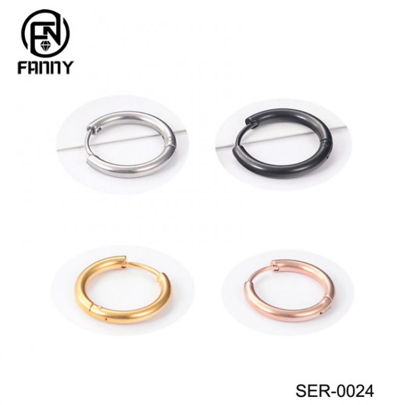 Pendientes de acero inoxidable 316L en forma de O para mujeres de venta caliente simple y elegante