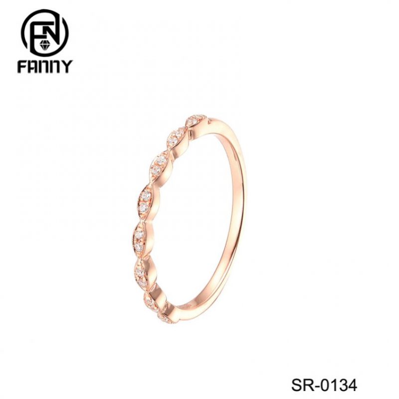 Minimalista 925 argento intrecciato anelli rosa glod placcato sottile anello intrecciato