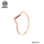 Simple Design 925 Sterling Silver Women Pave Cubic Zirconia Thin Finger Ring
