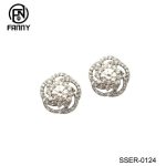 Flower-Shaped Cubic Zirconia Sterling Silver 925 Earrings Jewelry